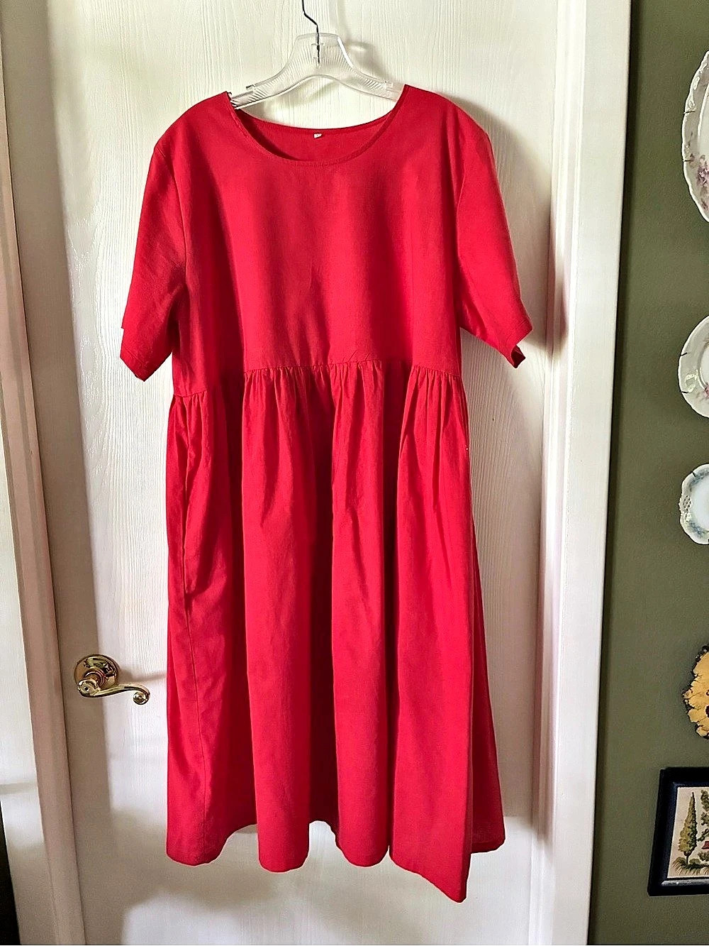 Mordernmiss Red Cotton Maxi Dress Size XL Like New